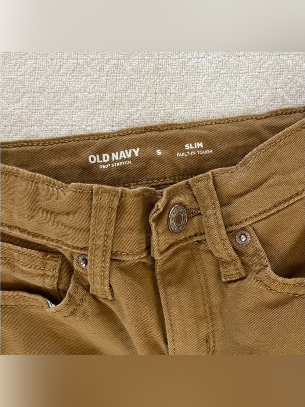Old Navy Slim Built-In Tough Khaki Pants with Classic Fit - Picture 3 of 3